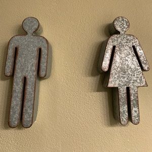 Farmhouse Galvanized Metal Bathroom Signs